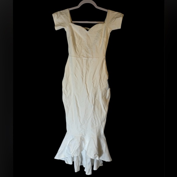Lulus How Much I Care Off The Shoulder Midi Ivory Dress XS - Picture 3 of 14